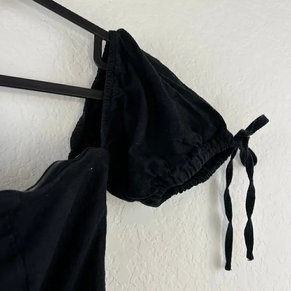 Lovers + Friends REVOLVE Bethany Black Eyelet Linen Small Whimsigoth Vamp Witchy